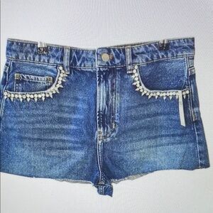 Embellished Denim Shorts